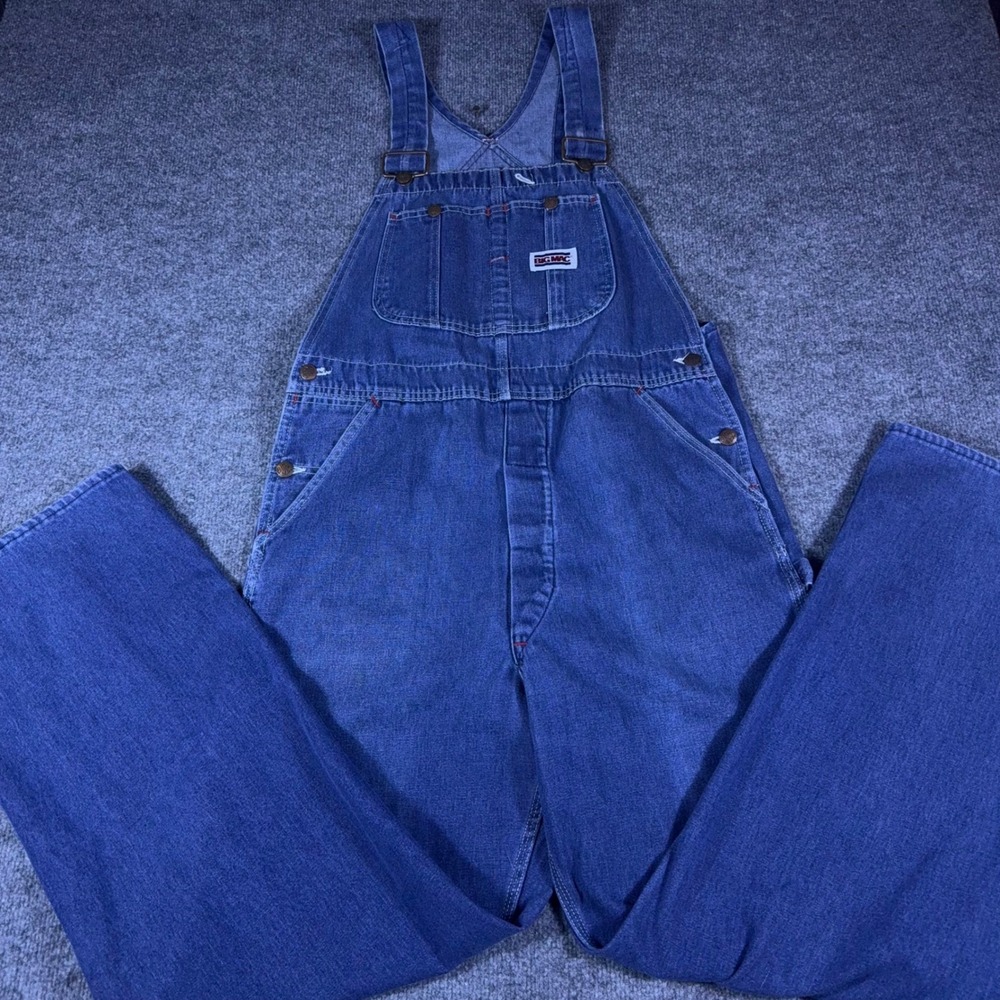 Vintage Big Mac Bib Overalls Mens 36x32 Blue Denim Carpenter Workwear Utility